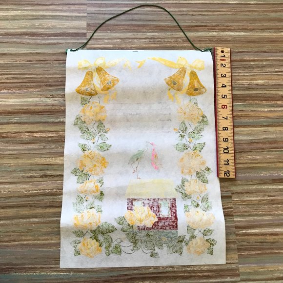 Special Delivery New Baby Fabric Sign Wall Hanging Artex Tri-Chem Painting - Picture 3 of 3